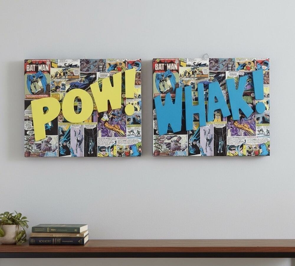 Batman Comic Wall Art Set of 2 – 3D Pop Art Decor – 10x8 DC Comics